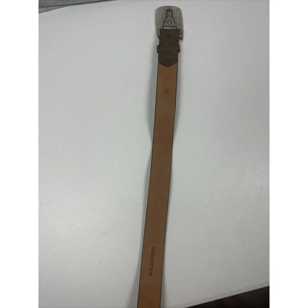 W. Kleinberg Brown Leather Belt with Silver-Tone Buckle